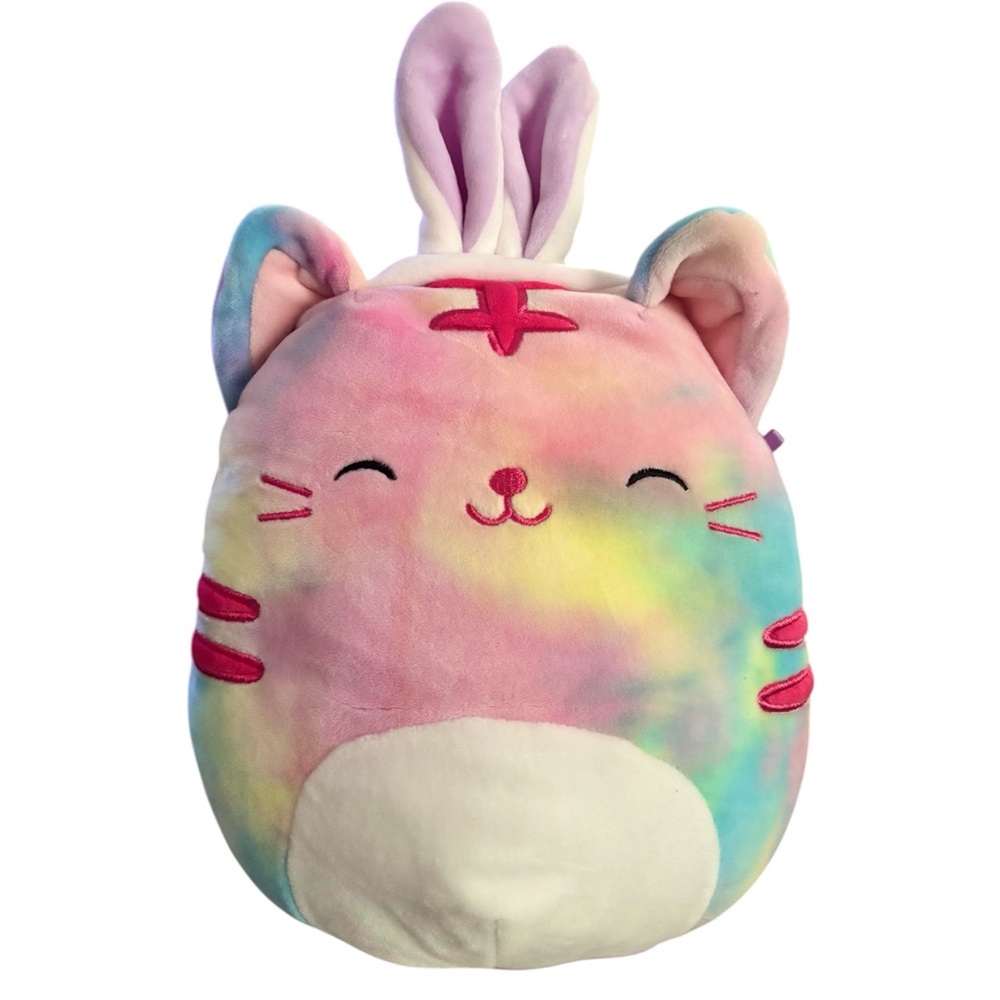 Squishmallow Tally the Tabby Tie Dye Easter Bunny Ears (8” Small)